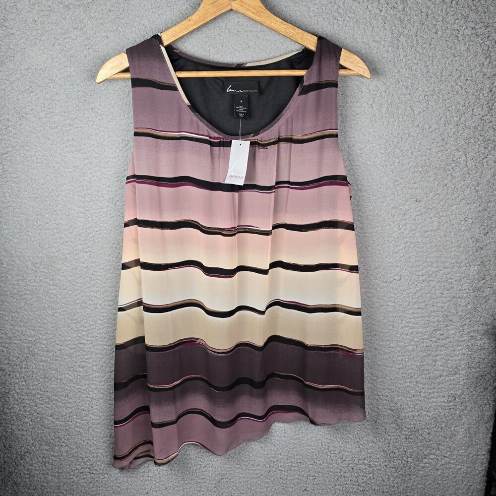 Lane Bryant Womens Top Blouse 14W Plus Ombre Stripe Overlap Split Back Flowy